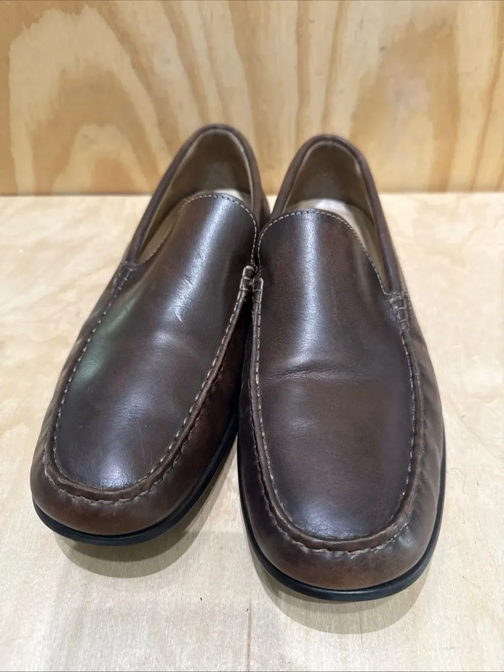 ECCO Men’s Brown Leather Slip-on Loafers Driving Shoes Size 10 1/2 ,EU 44